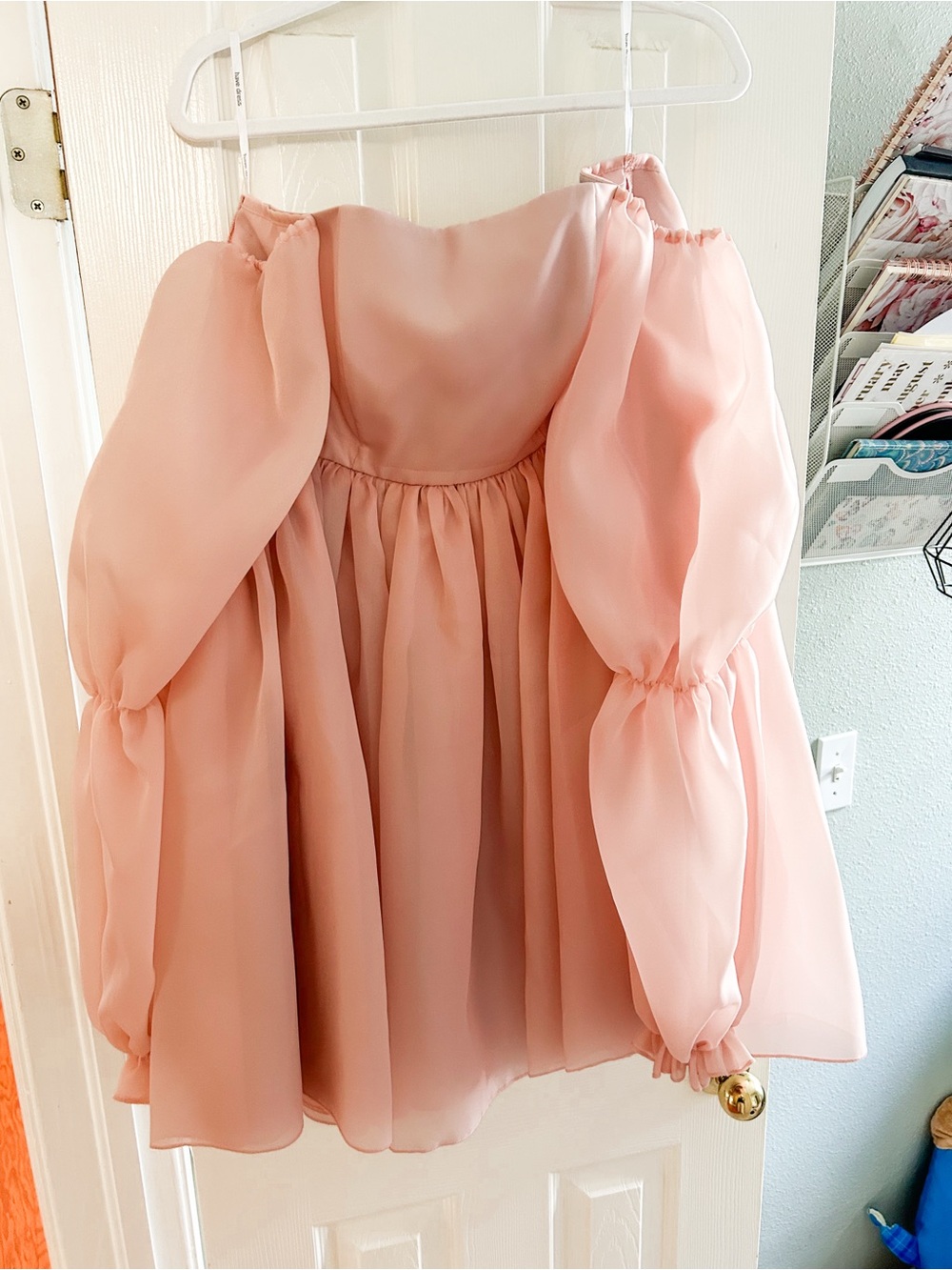 Pink bubble sleeve dress